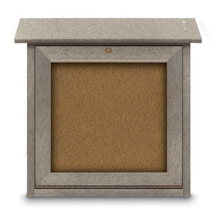 United Visual Products Outdoor Enclosed Combo Board, 48"x36", Gold Frame/Grey & Amethyst UVCB4836ODG-GREY-AMETHY
